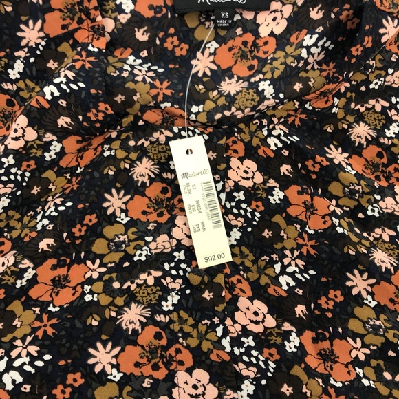Madewell Silk Ruffle Hem Top Prairie Blossom - Picture 4 of 5